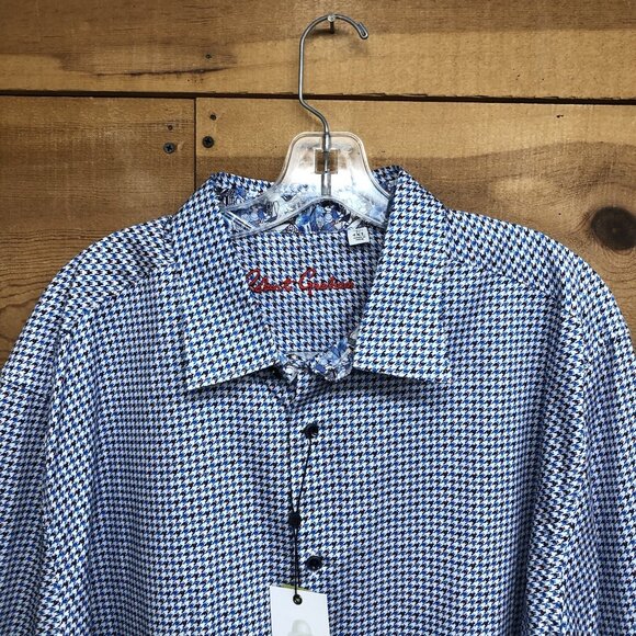NWT Robert Graham Houndstooth Geometric Long Sleeve Button Down Shirt Mens 4XL - Picture 2 of 10